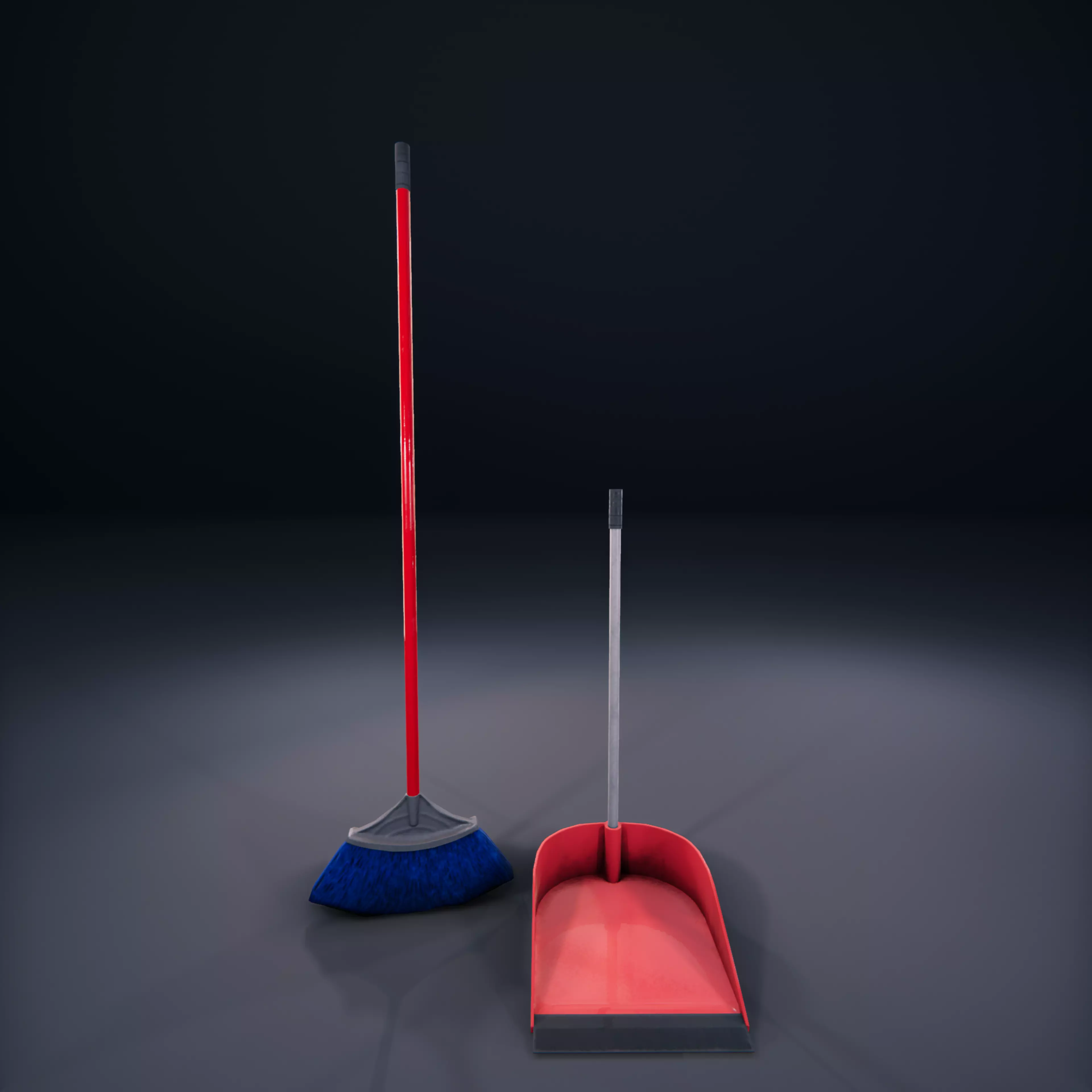 Broom And DustPan HDRP Classroom AR VR Low-poly 3D model_0