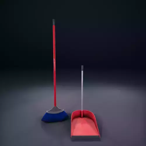 Broom And DustPan HDRP Classroom AR VR Low-poly 3D model