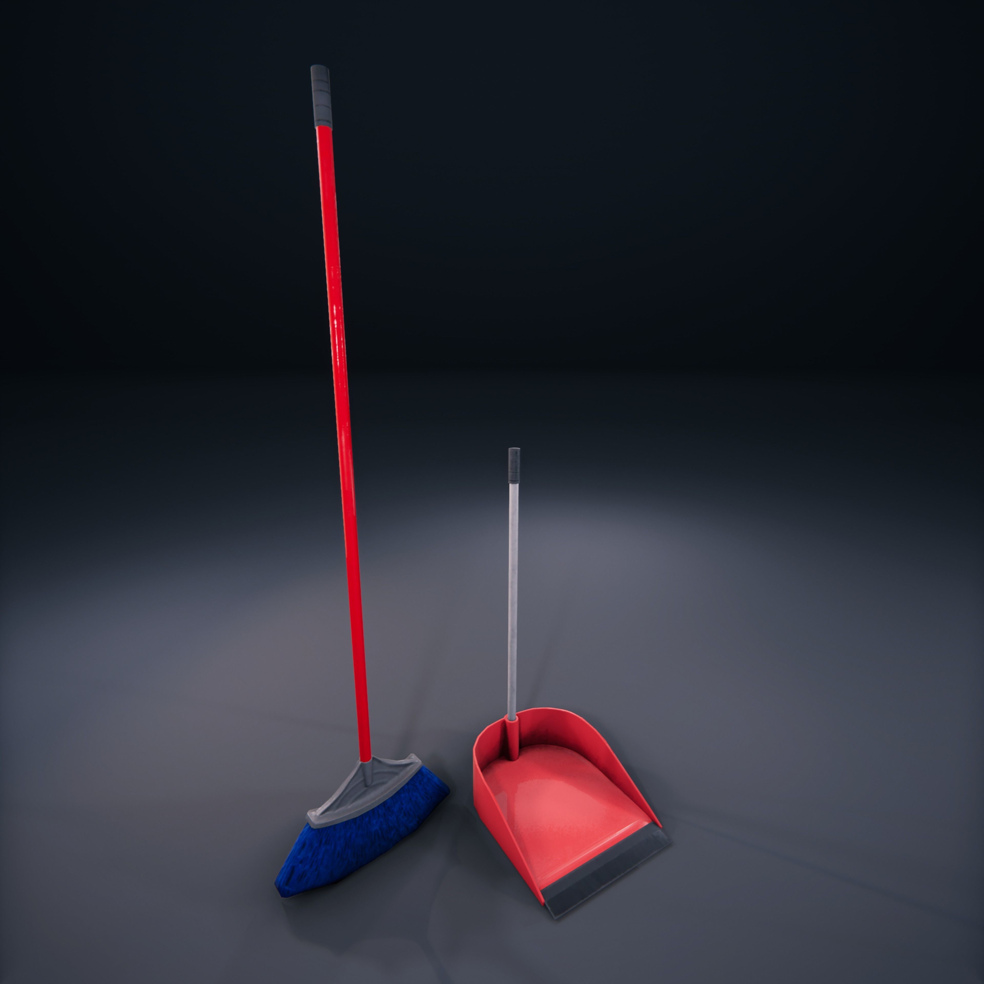 Broom And DustPan HDRP Classroom AR VR Low-poly 3D model_2