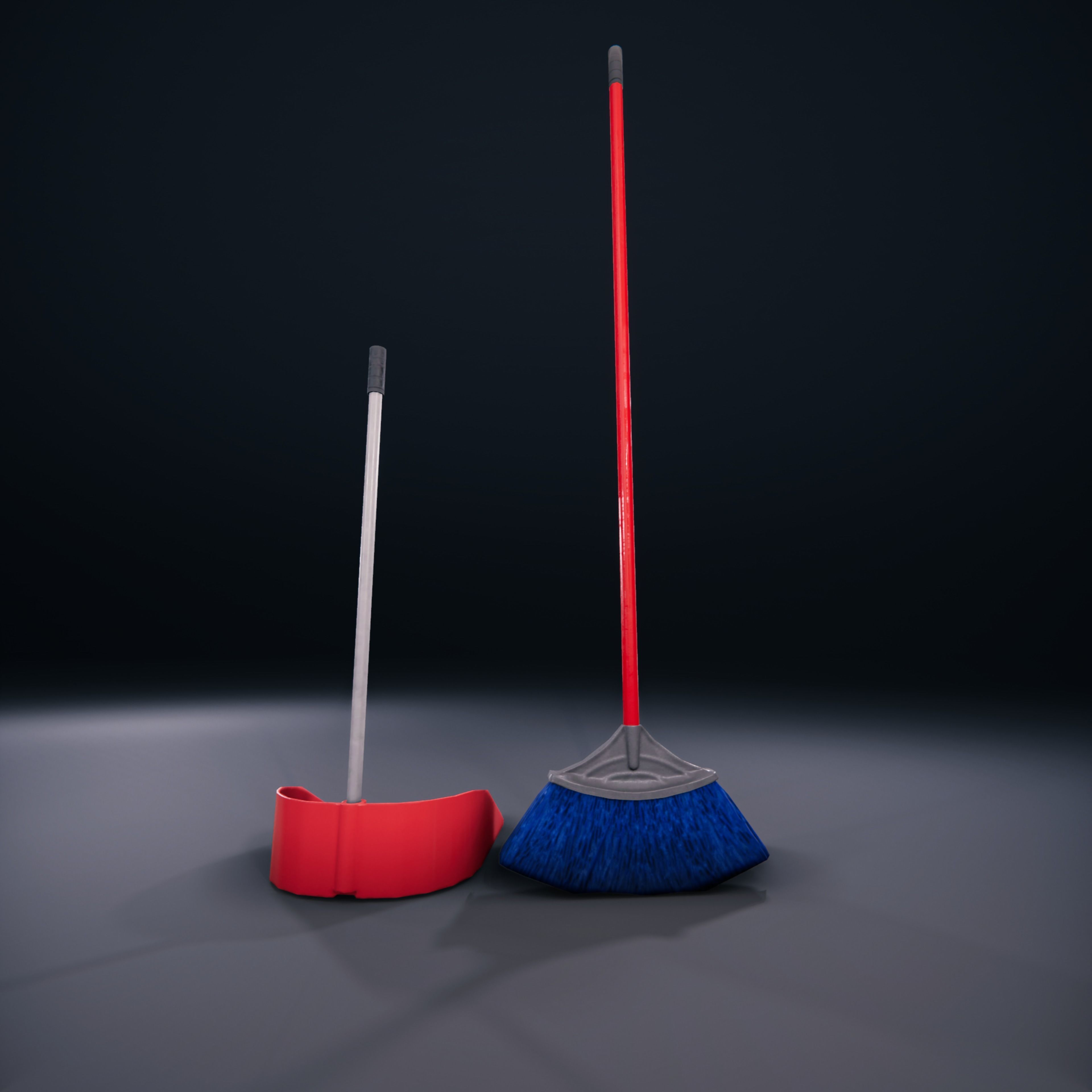 Broom And DustPan HDRP Classroom AR VR Low-poly 3D model_3