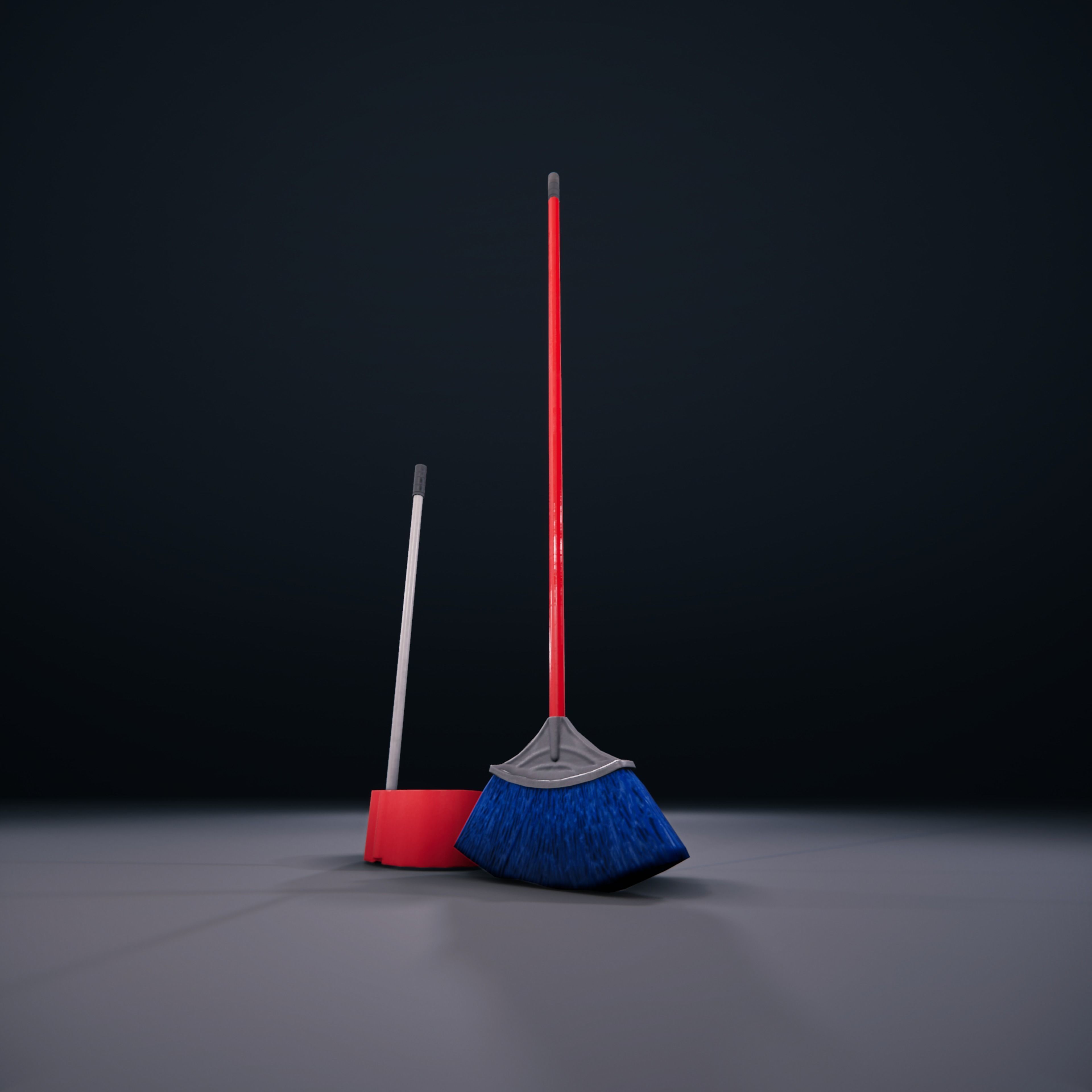 Broom And DustPan HDRP Classroom AR VR Low-poly 3D model_4