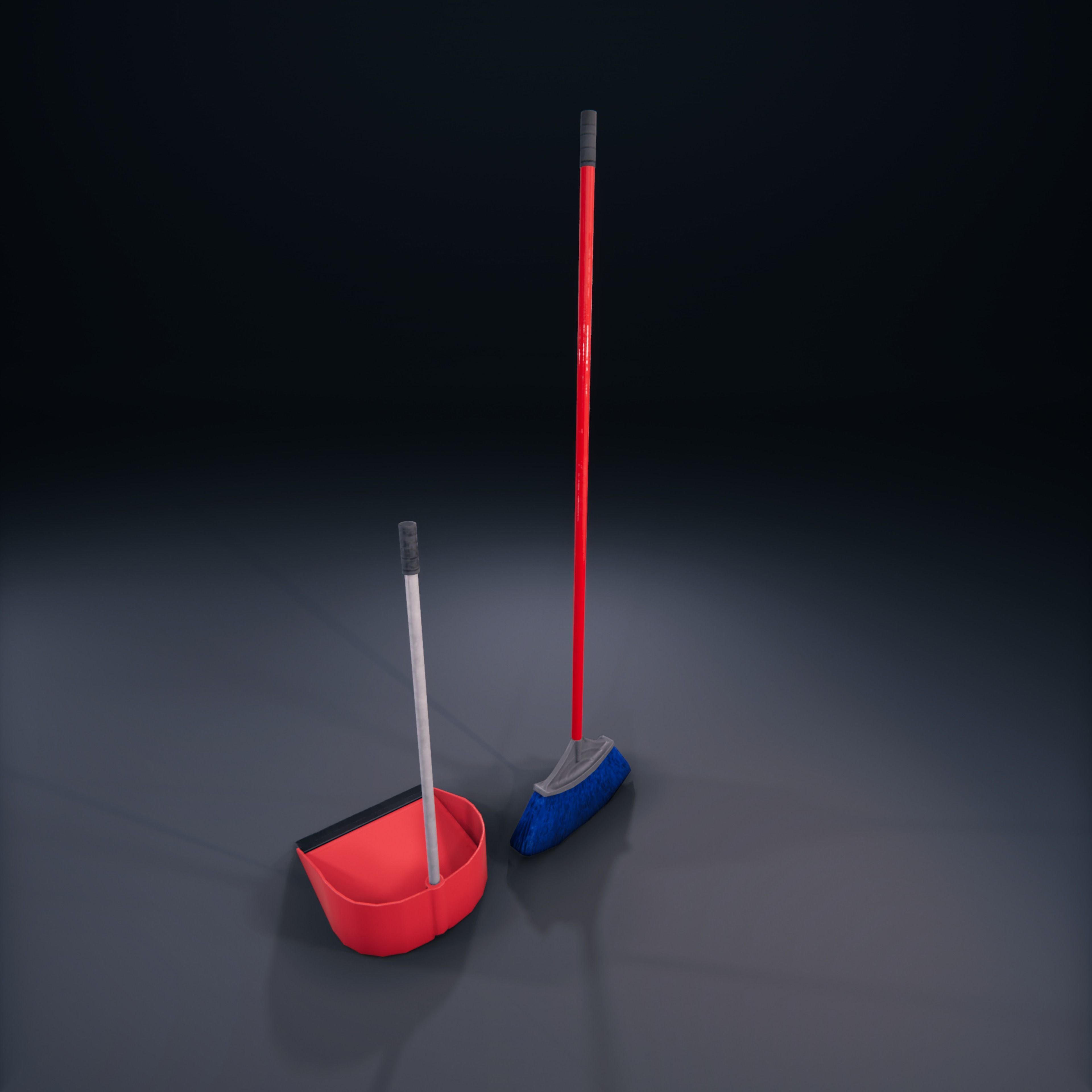 Broom And DustPan HDRP Classroom AR VR Low-poly 3D model_1