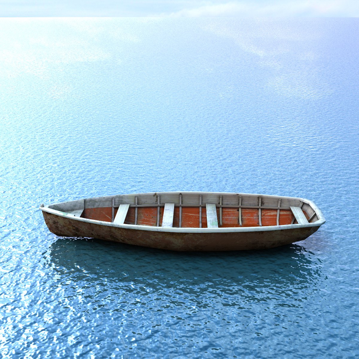 Wooden Boat Low-poly 3D model_1
