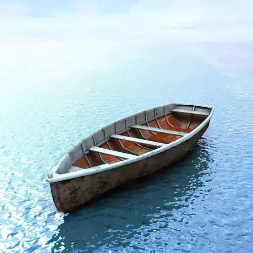 Wooden Boat Low-poly 3D model