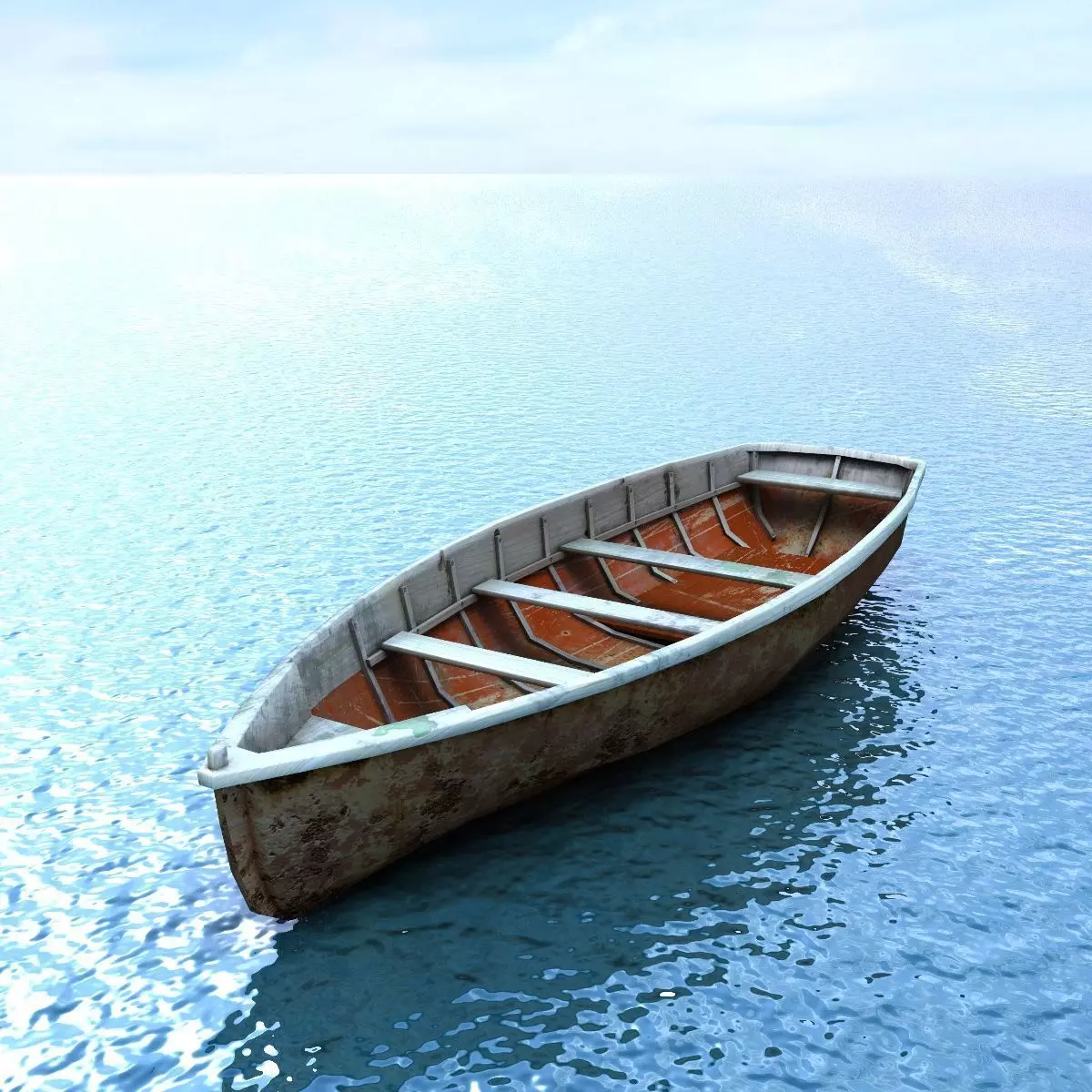 Wooden Boat Low-poly 3D model_0