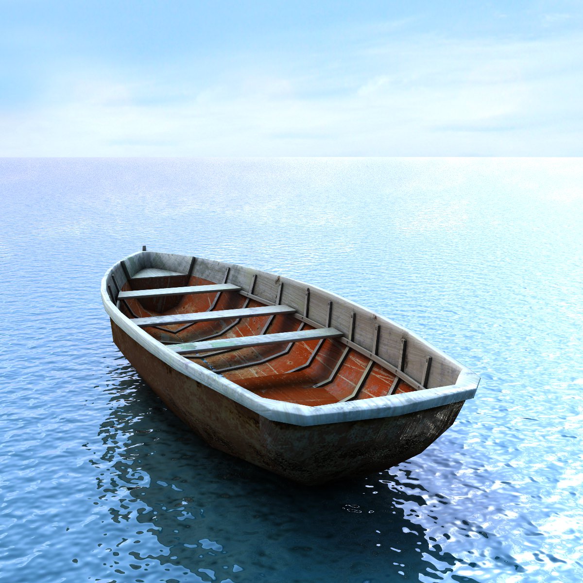 Wooden Boat Low-poly 3D model_2