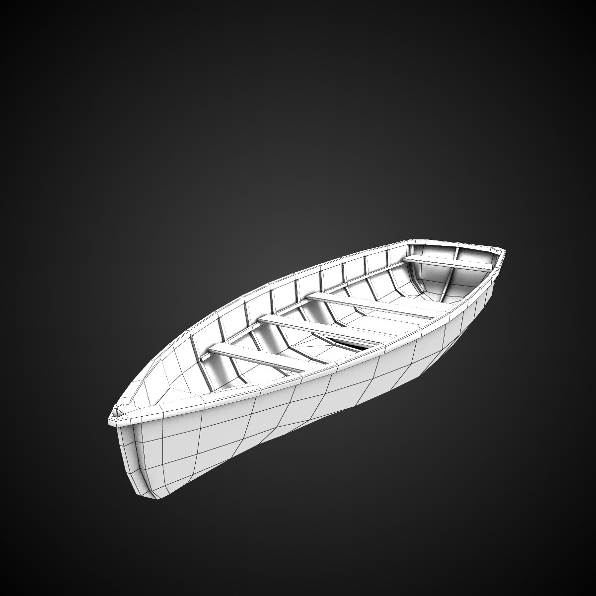 Wooden Boat Low-poly 3D model_5