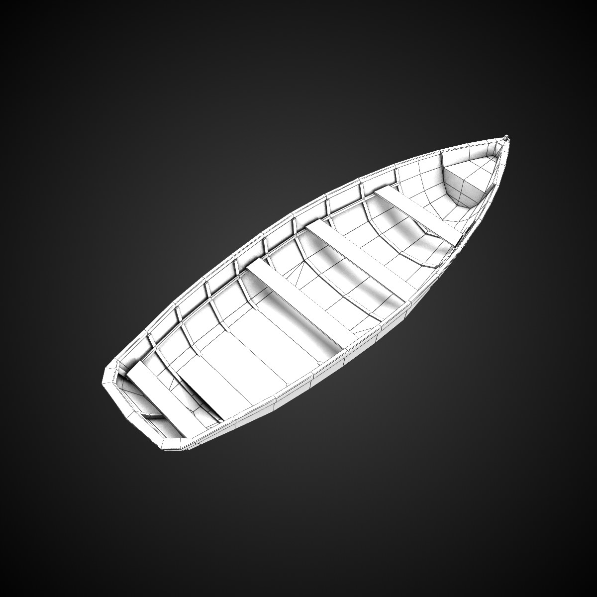 Wooden Boat Low-poly 3D model_7