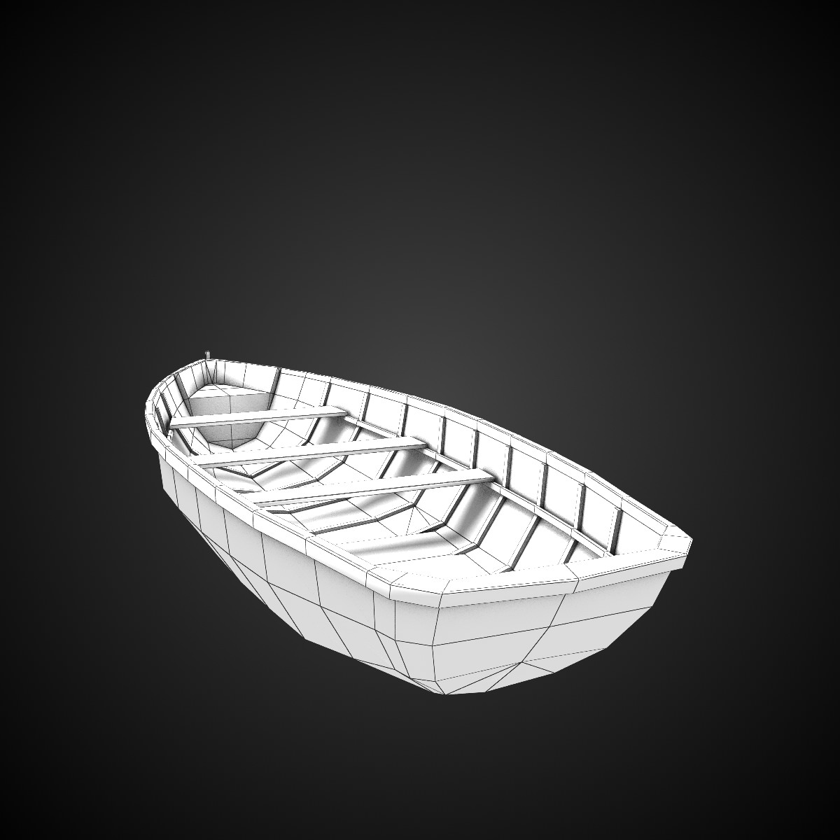 Wooden Boat Low-poly 3D model_6
