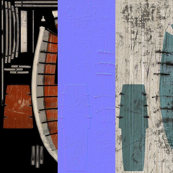 Wooden Boat Low-poly 3D model_4