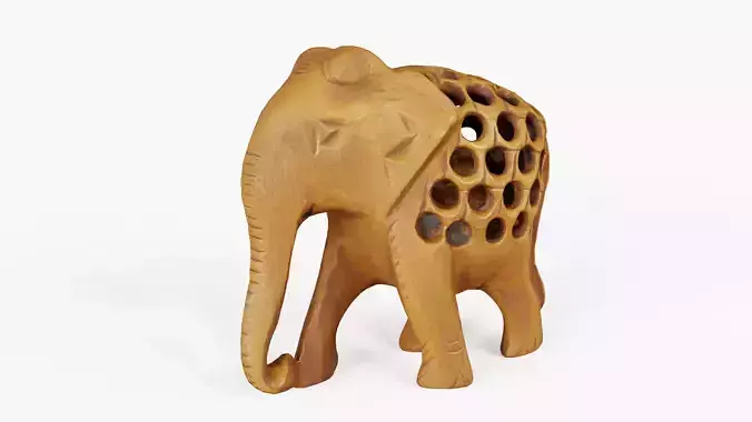 Carved Wood Elephant Figurine