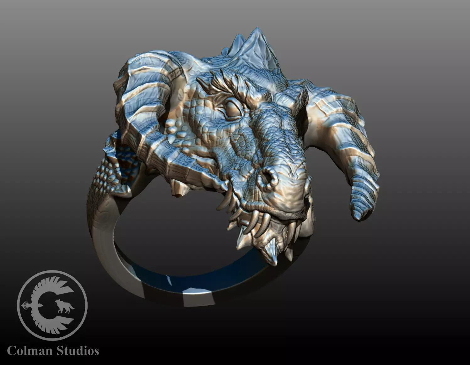 Black dragon ring 3D print model