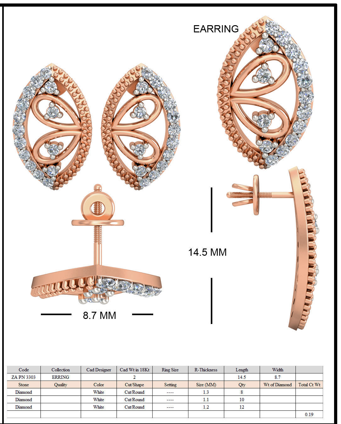 Women Ring Earrings Pendant set 3dm stl 3mf glb render details 3D print model_16
