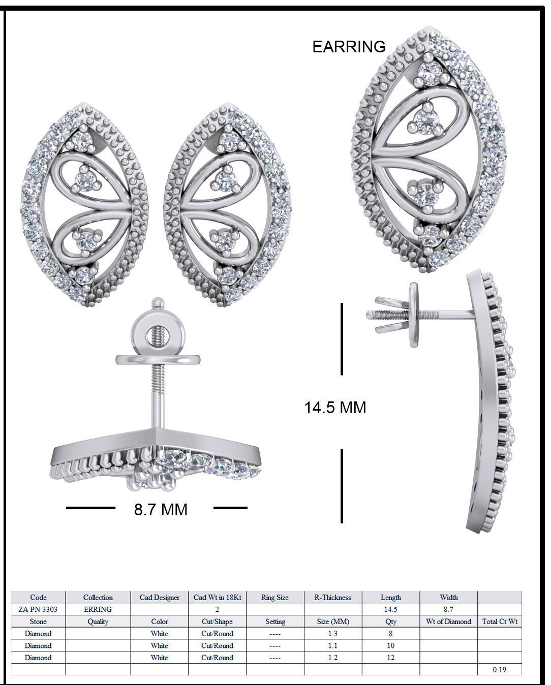 Women Ring Earrings Pendant set 3dm stl 3mf glb render details 3D print model_14