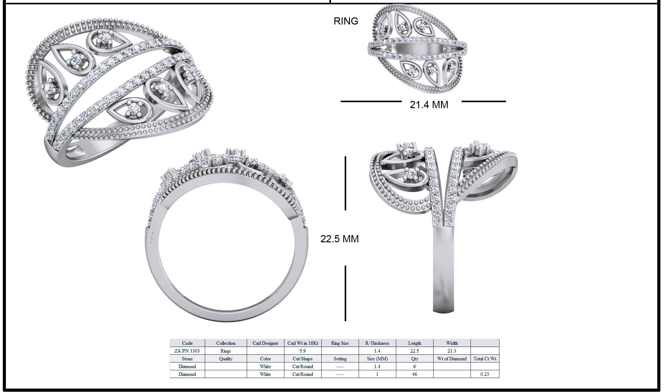 Women Ring Earrings Pendant set 3dm stl 3mf glb render details 3D print model_45