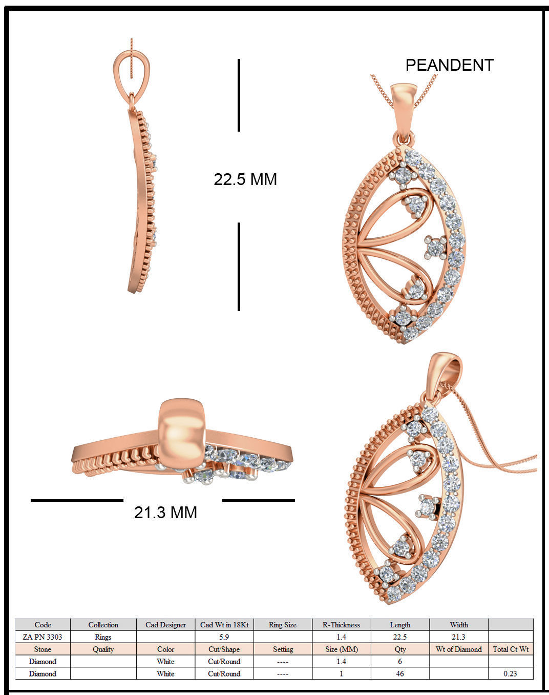 Women Ring Earrings Pendant set 3dm stl 3mf glb render details 3D print model_30