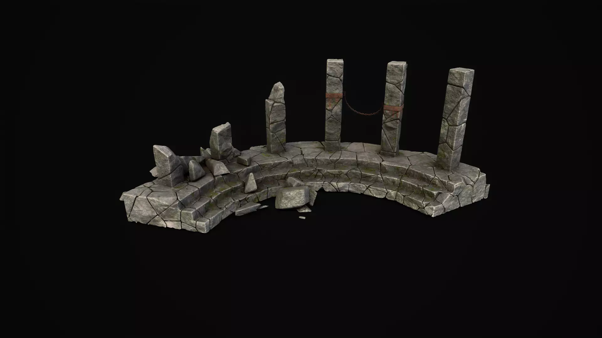 Mystic stone ruins Low-poly 3D model_0