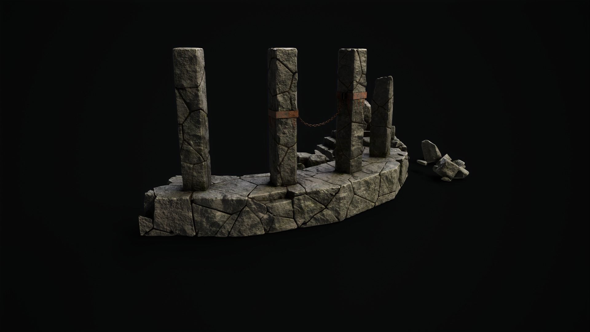 Mystic stone ruins Low-poly 3D model_5