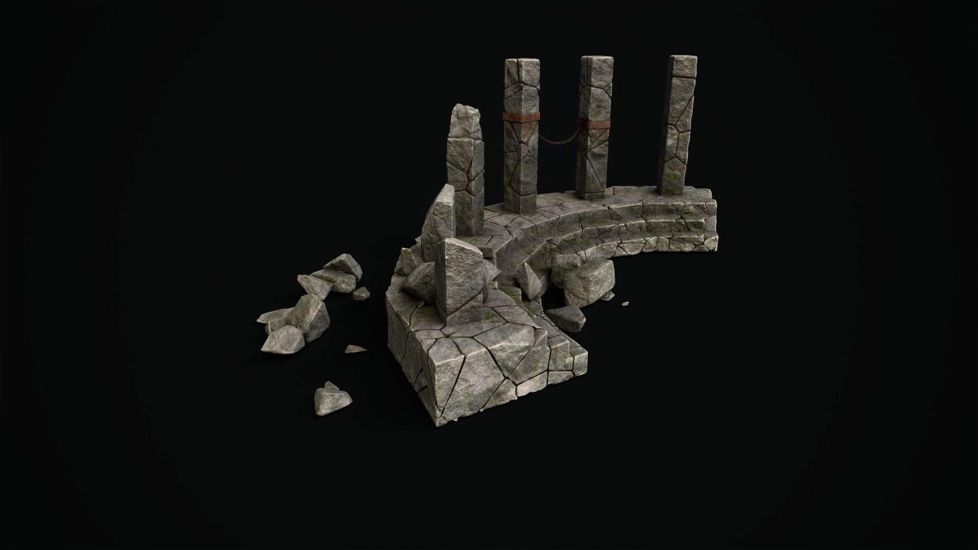 Mystic stone ruins Low-poly 3D model_2