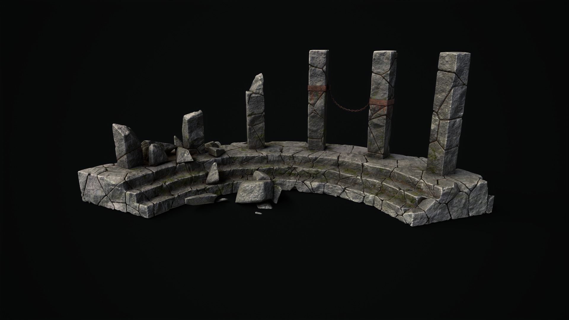 Mystic stone ruins Low-poly 3D model_7