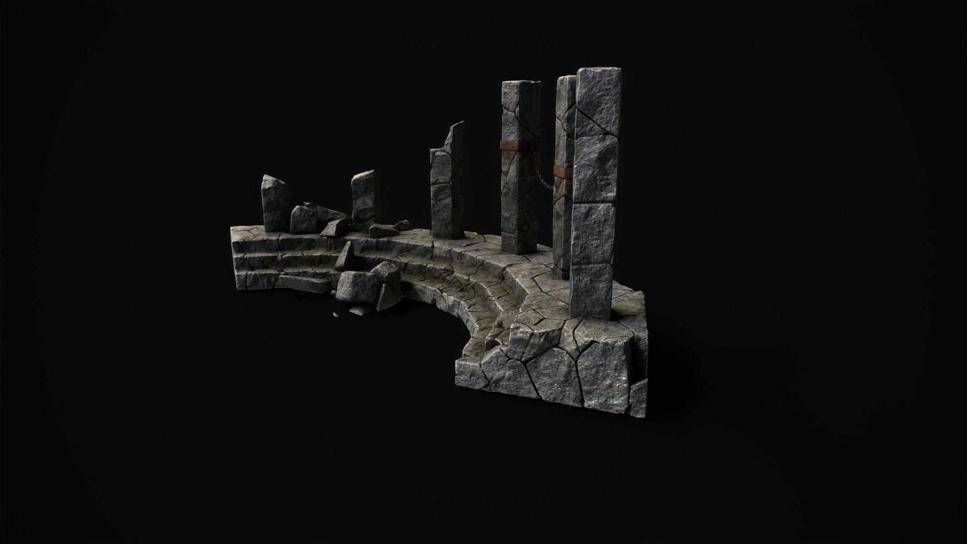 Mystic stone ruins Low-poly 3D model_6