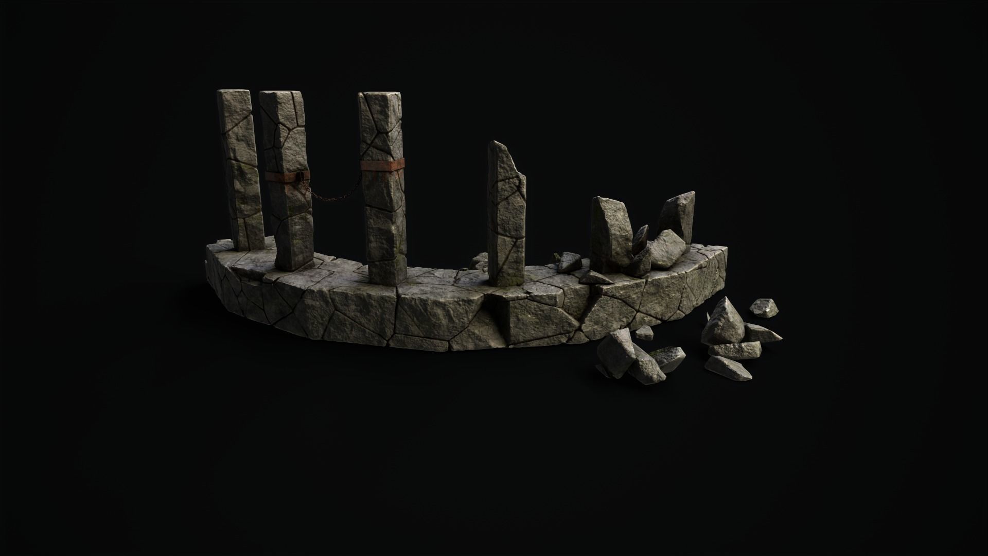 Mystic stone ruins Low-poly 3D model_4