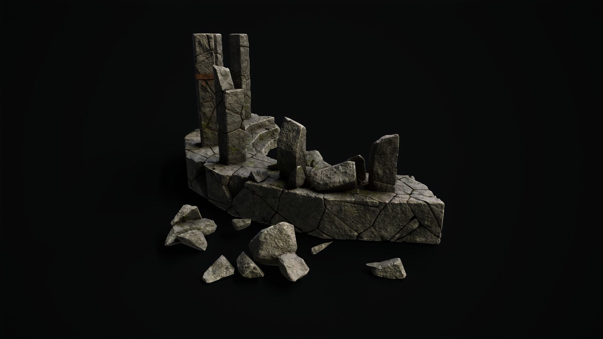 Mystic stone ruins Low-poly 3D model_3