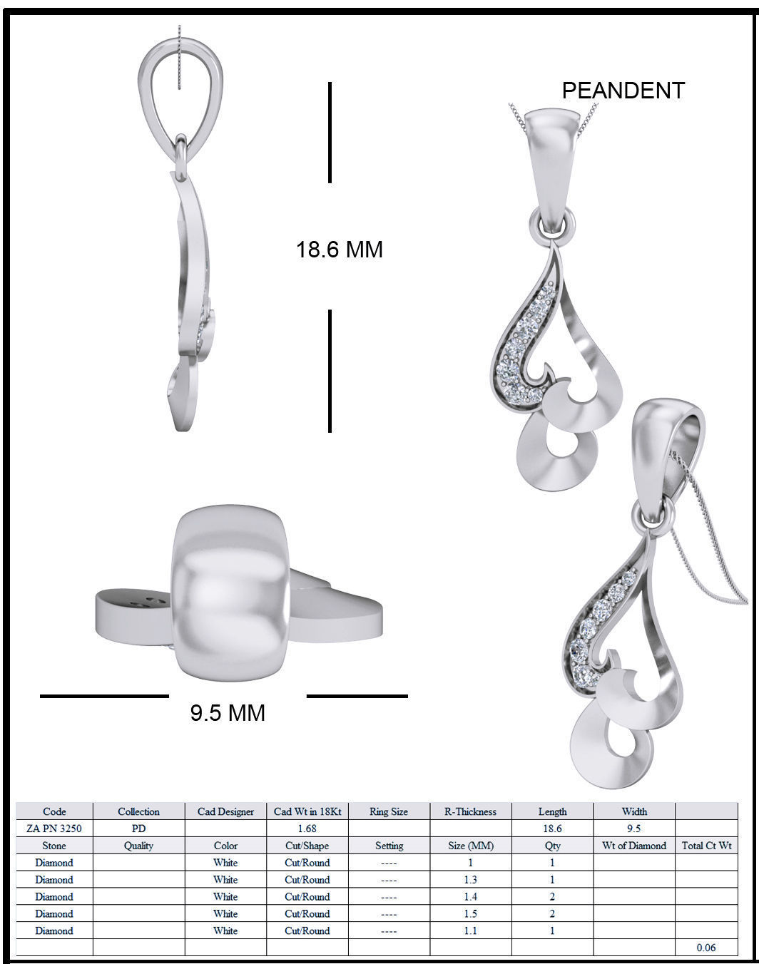 Women Ring Earrings Pendant set 3dm stl 3mf glb render details 3D print model_29