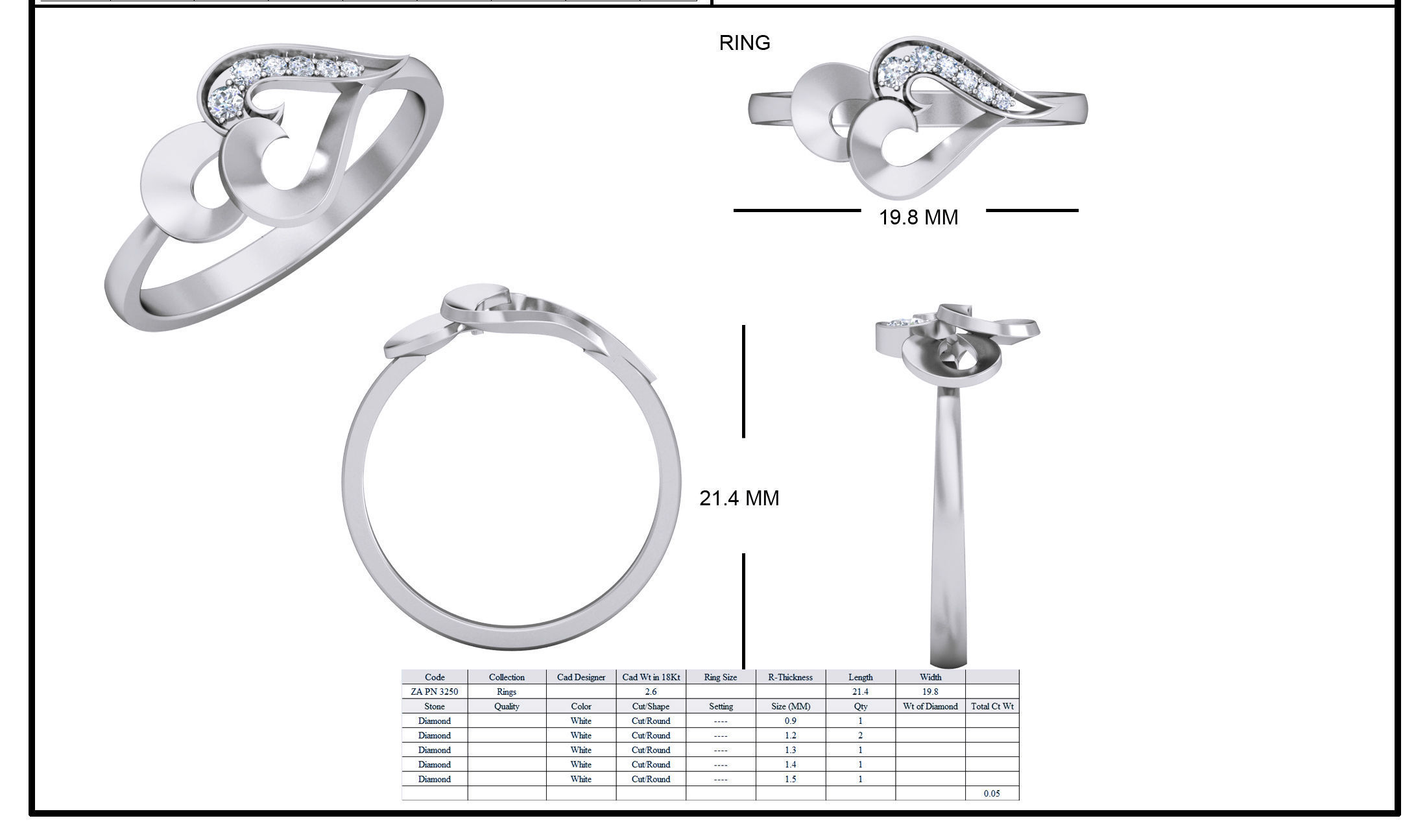 Women Ring Earrings Pendant set 3dm stl 3mf glb render details 3D print model_53