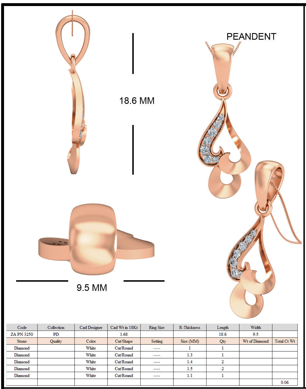 Women Ring Earrings Pendant set 3dm stl 3mf glb render details 3D print model_28