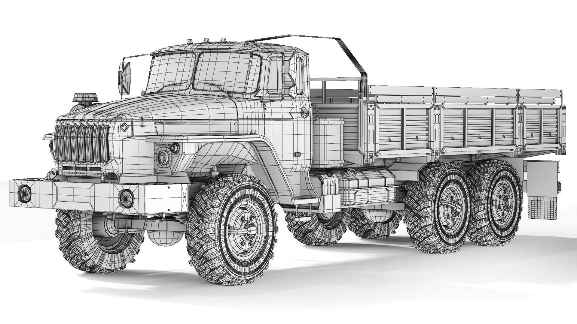 Ural 4320-0911 flatbed body 2015 3D model_8