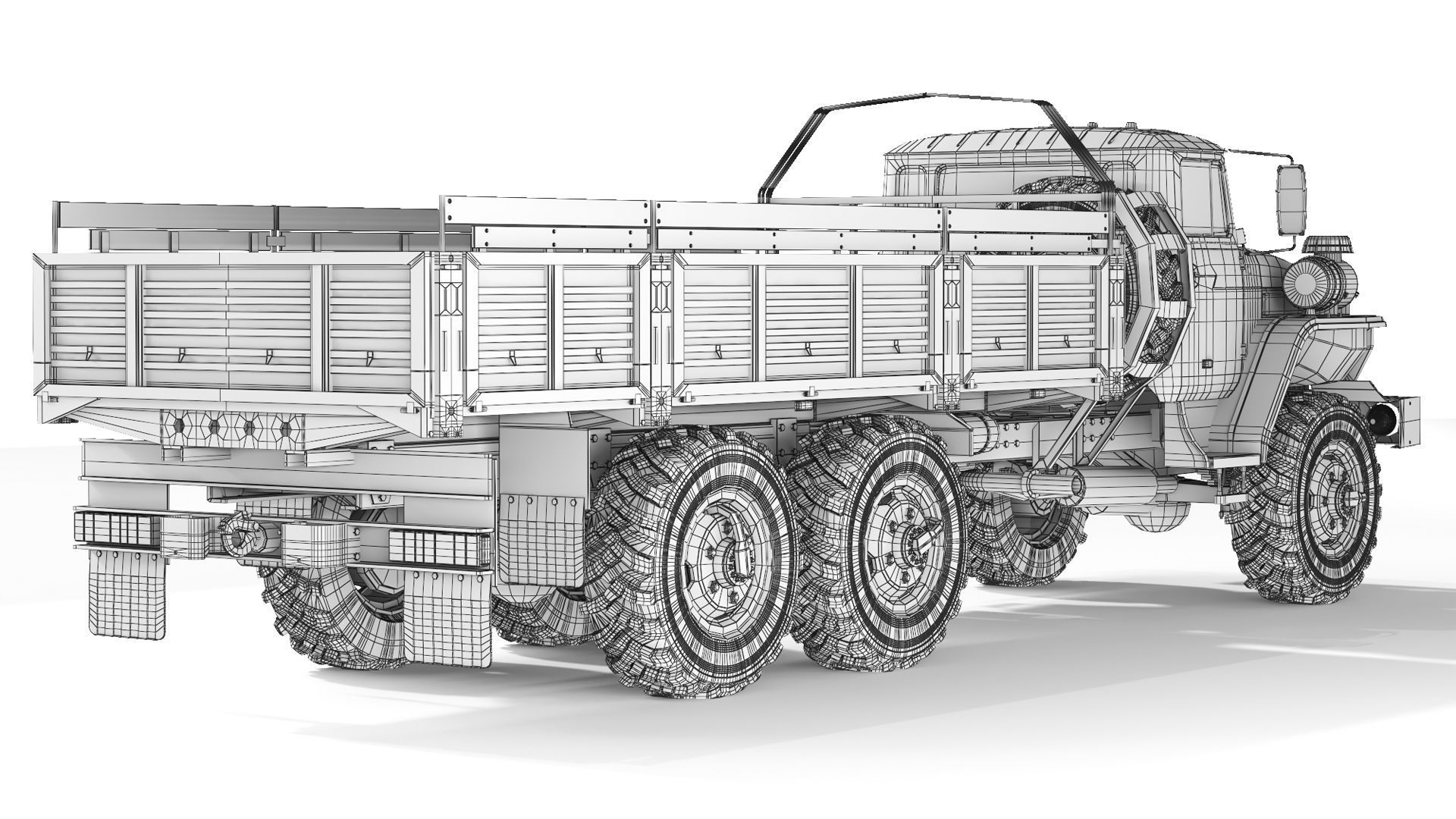 Ural 4320-0911 flatbed body 2015 3D model_9