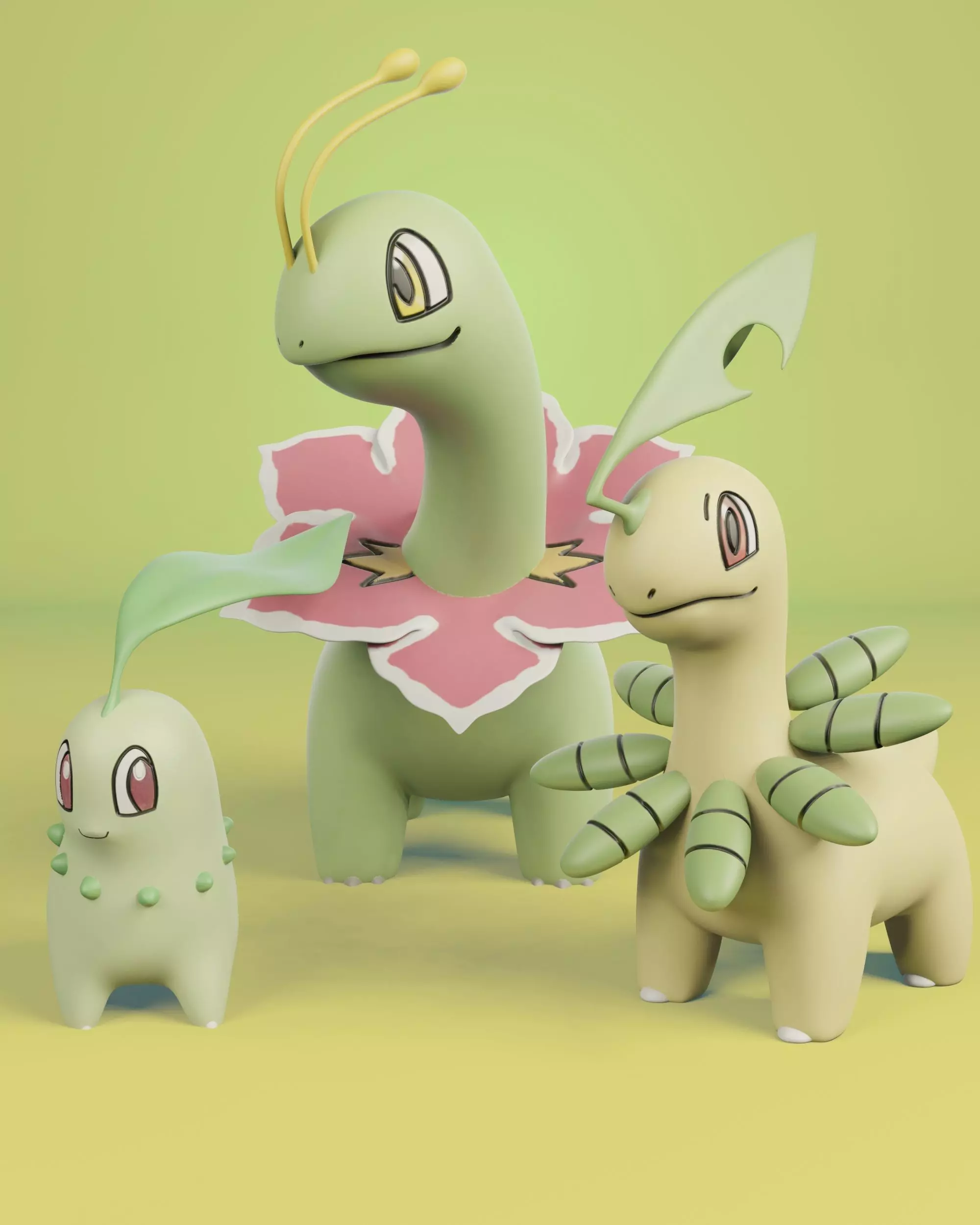 Chikorita Evolution Line 3D print model_0