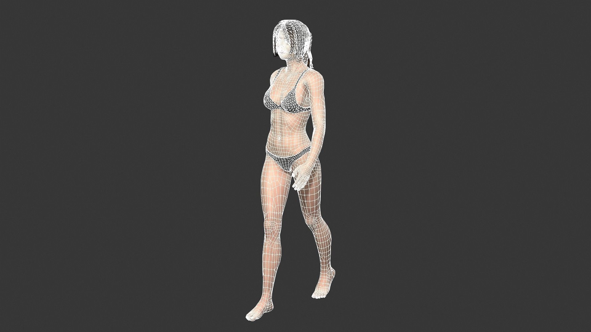 Woman character Low-poly 3D model_6
