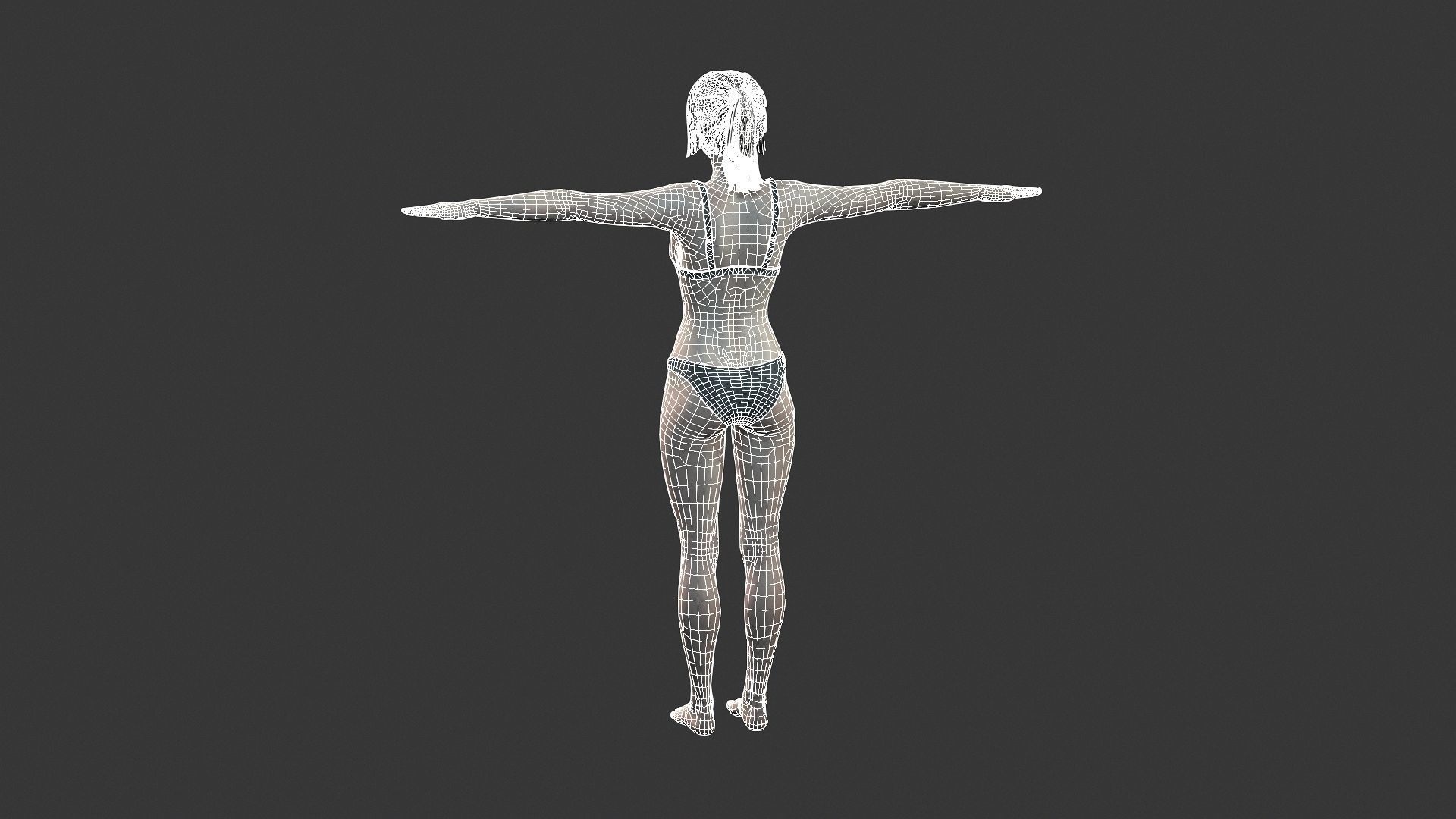 Woman character Low-poly 3D model_2
