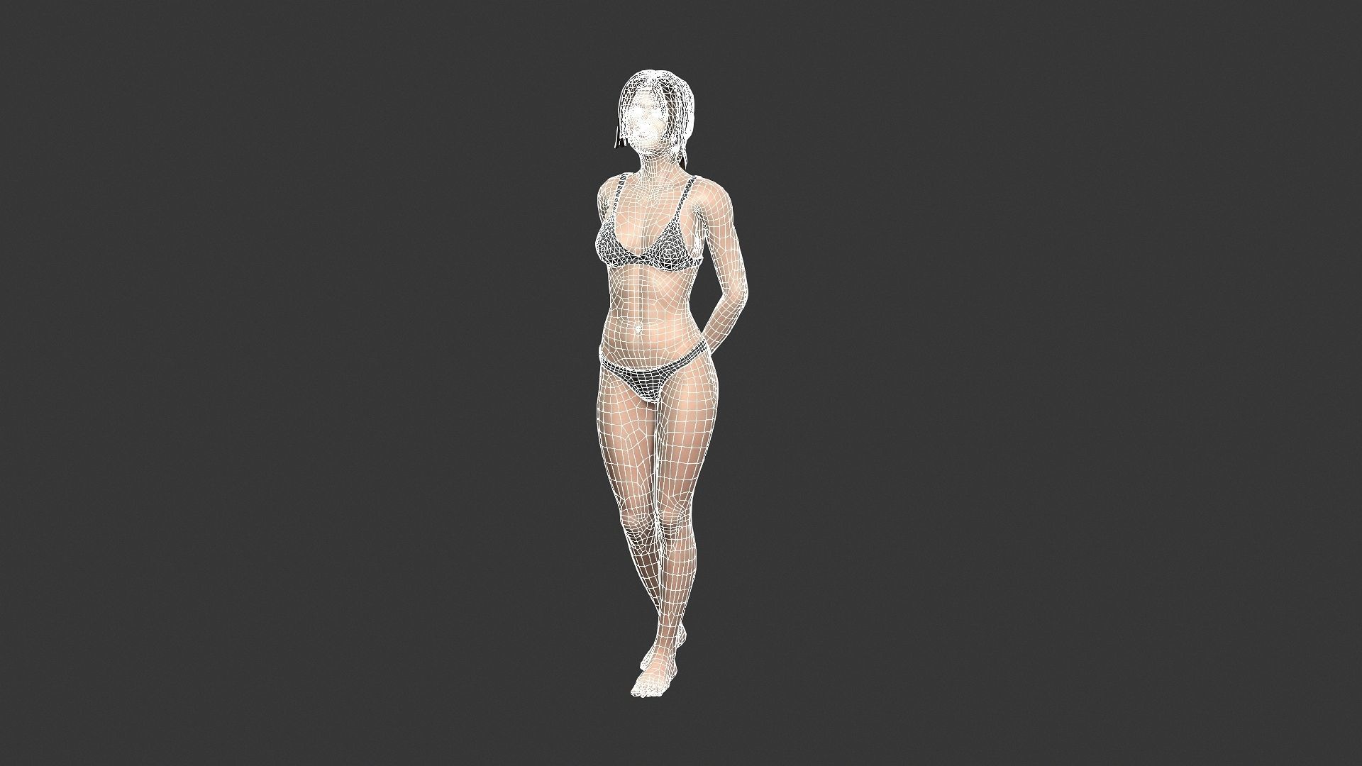 Woman character Low-poly 3D model_4
