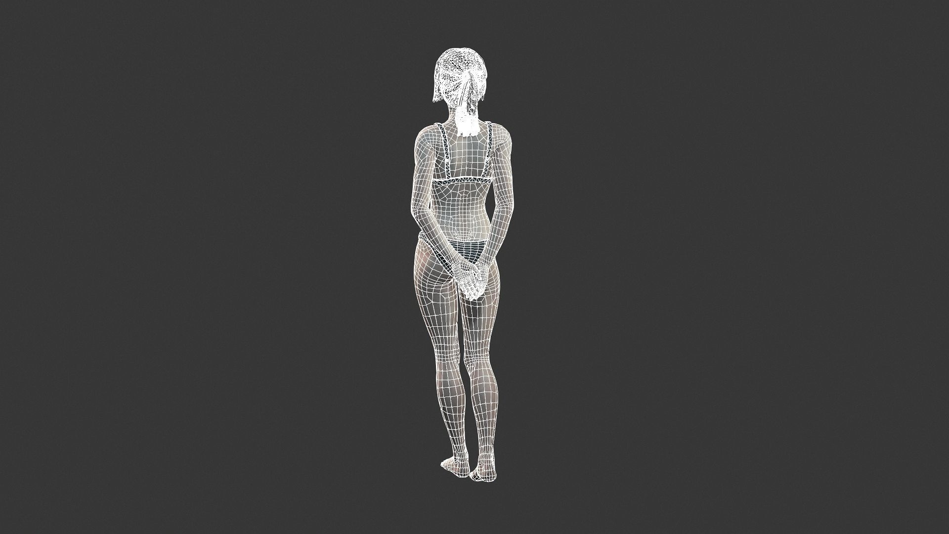 Woman character Low-poly 3D model_3