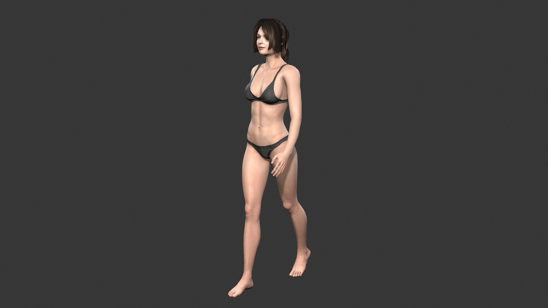 Woman character Low-poly 3D model_10