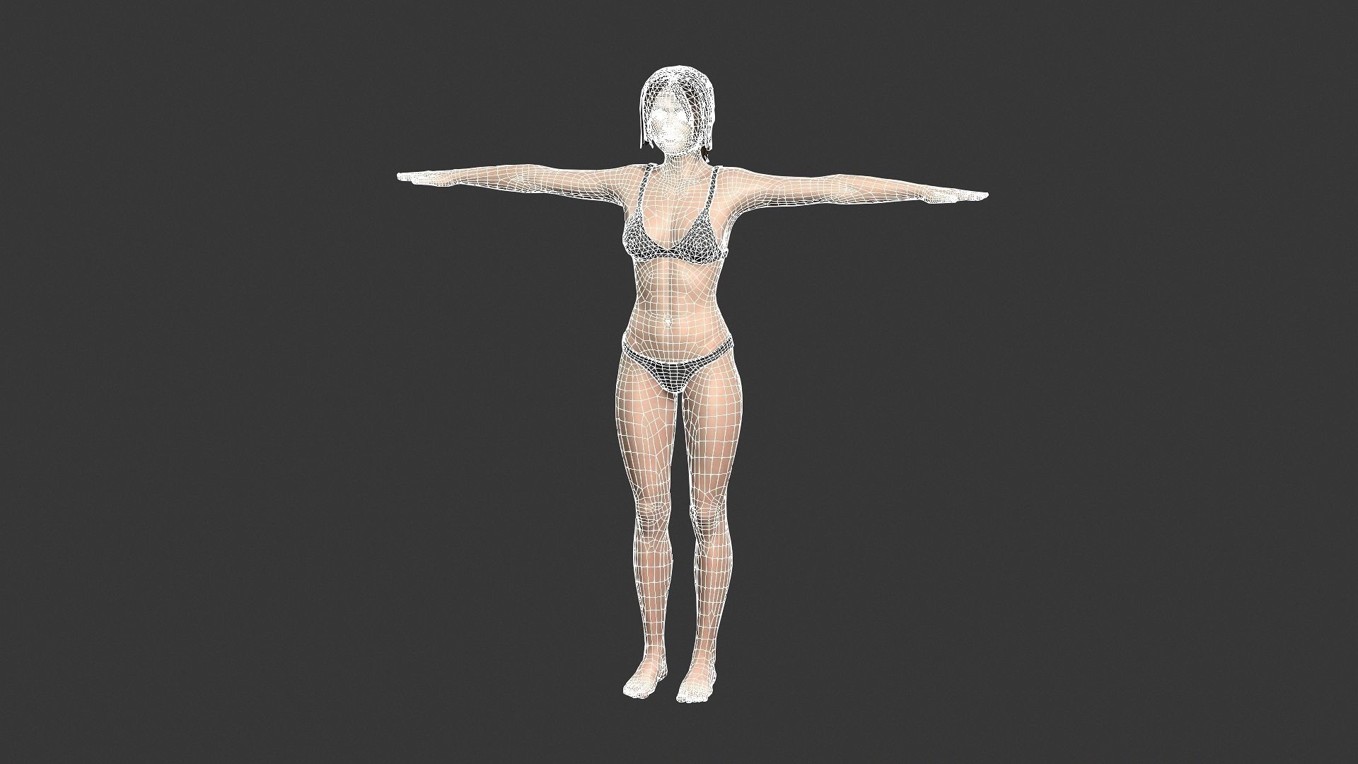 Woman character Low-poly 3D model_1