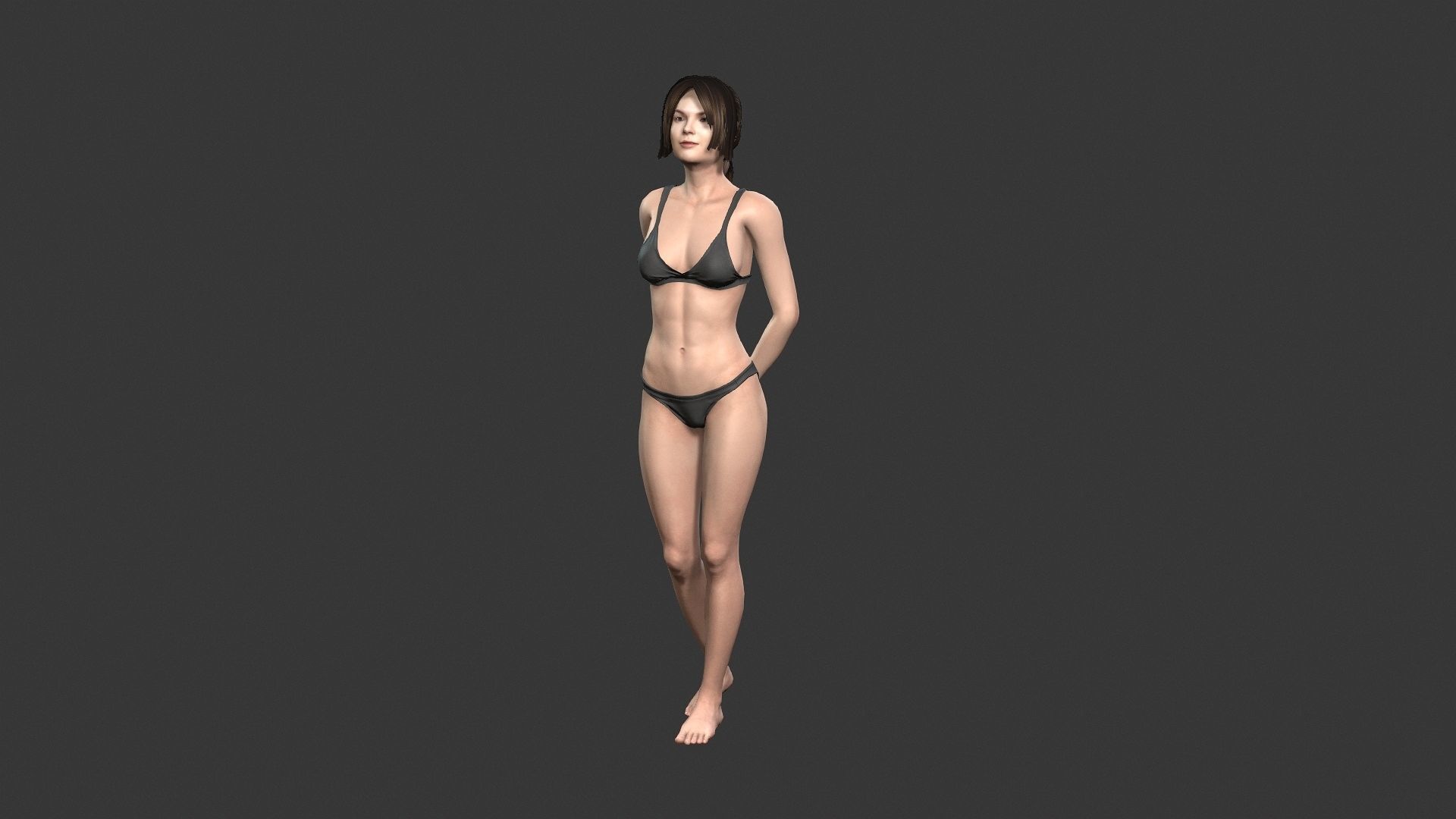 Woman character Low-poly 3D model_7