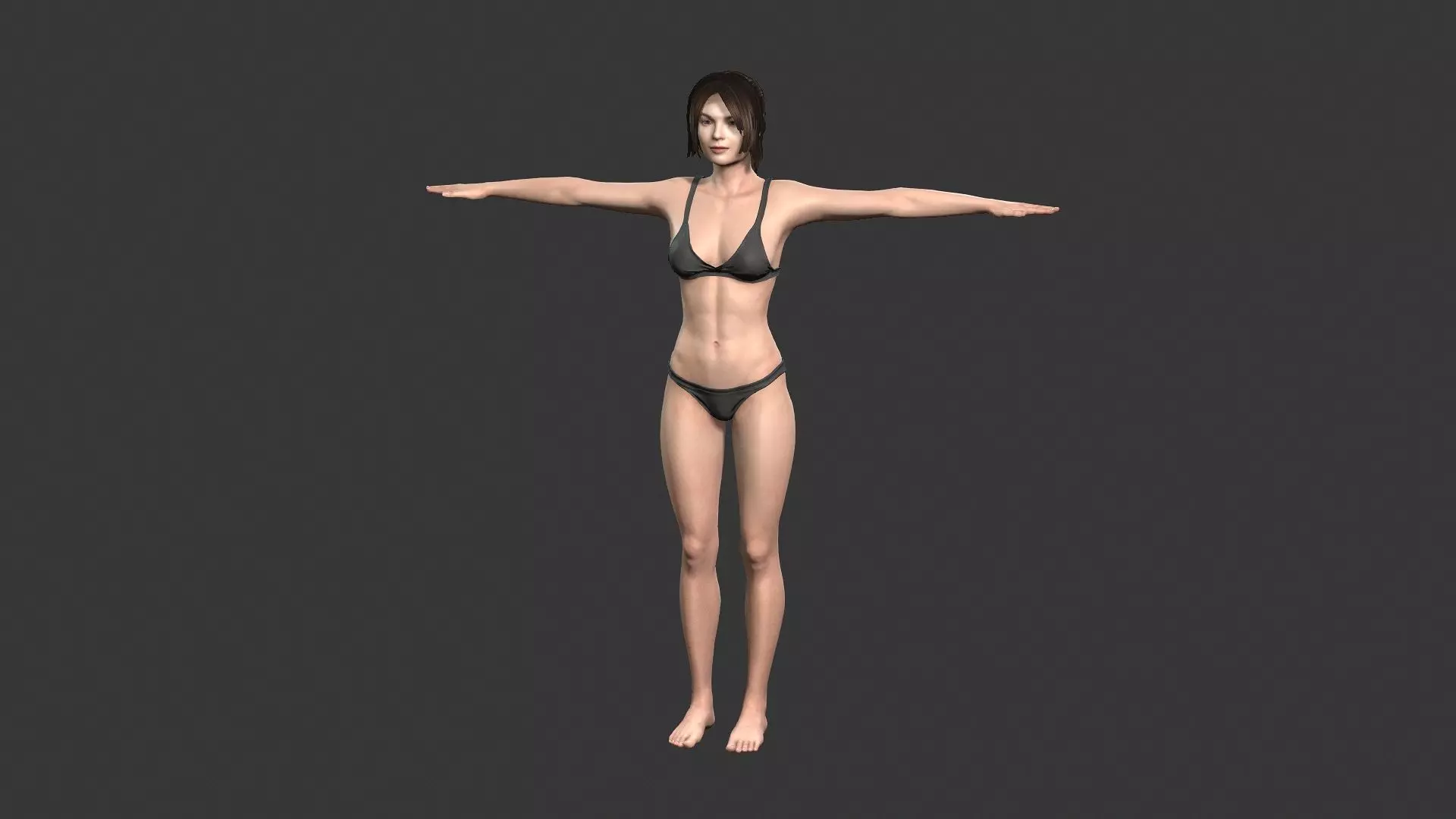 Woman character Low-poly 3D model_0