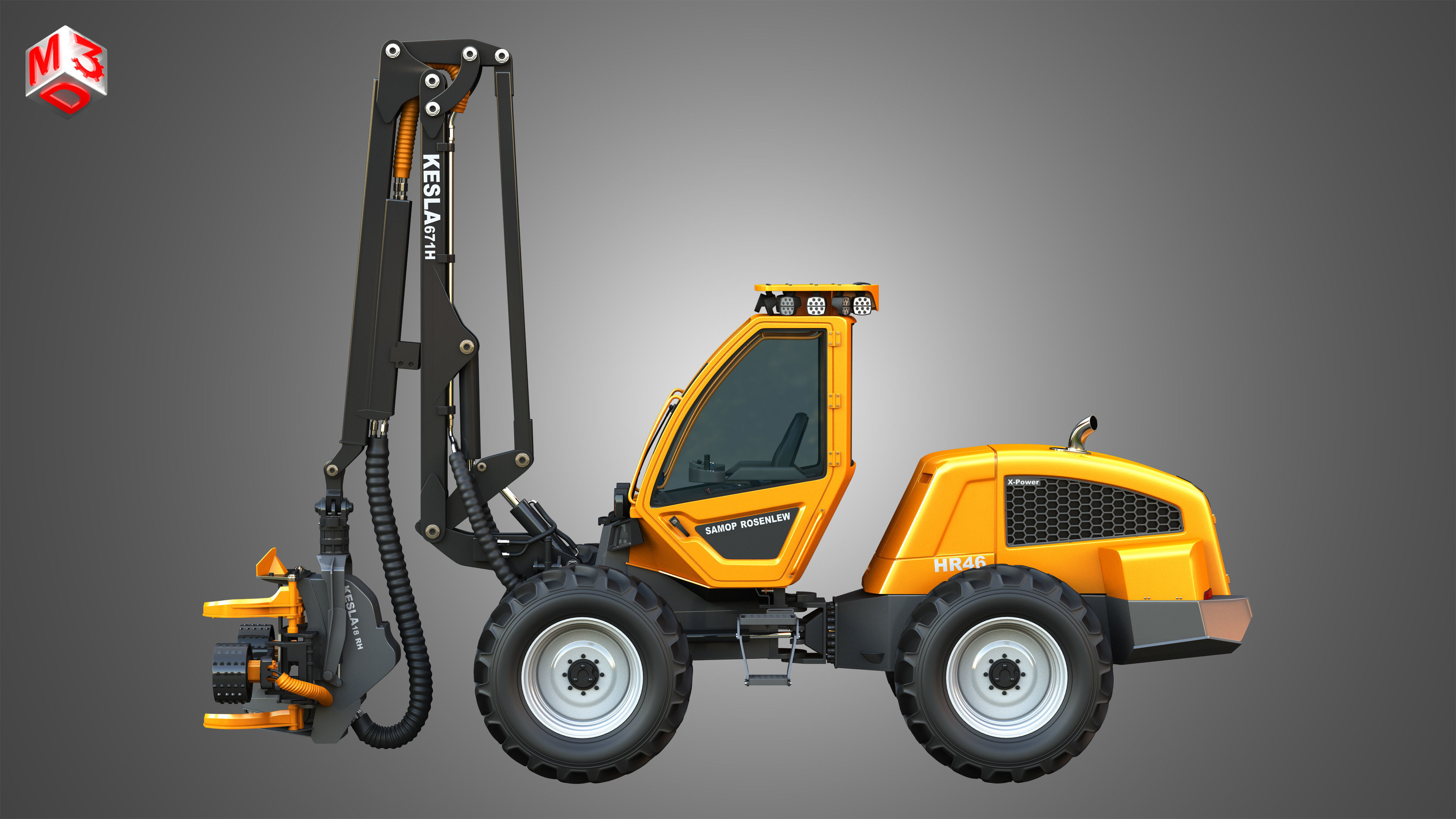 HR46X - Forestry Harvester 3D model_10