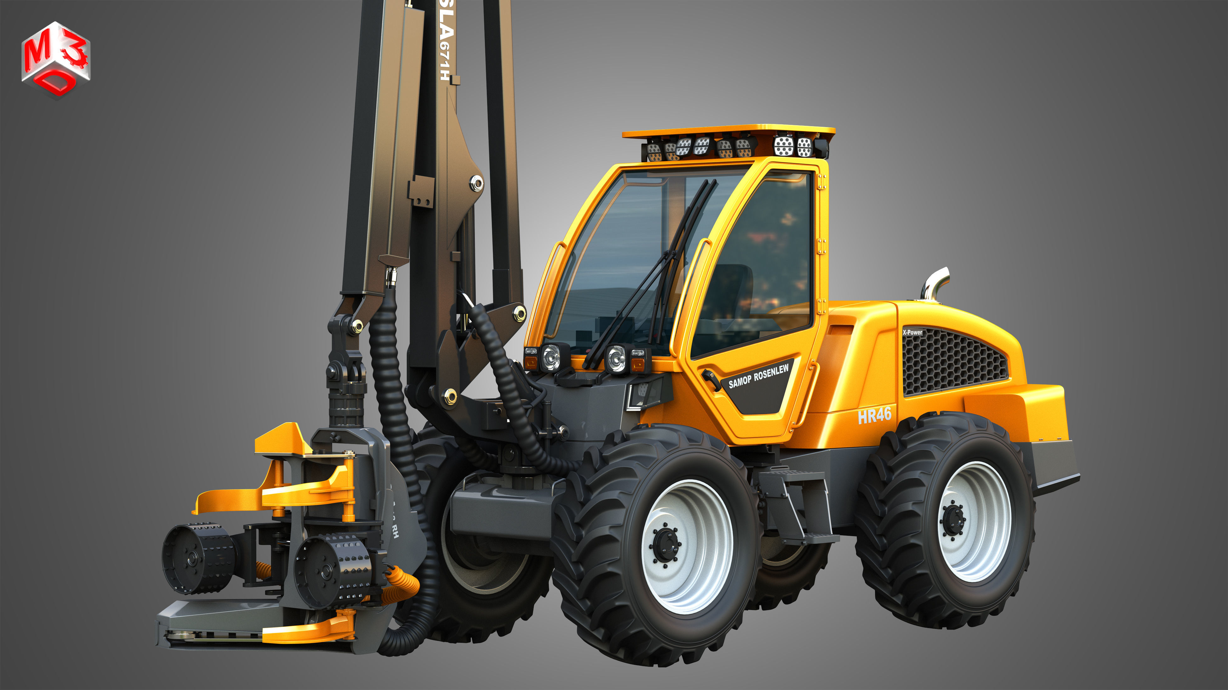 HR46X - Forestry Harvester 3D model_3