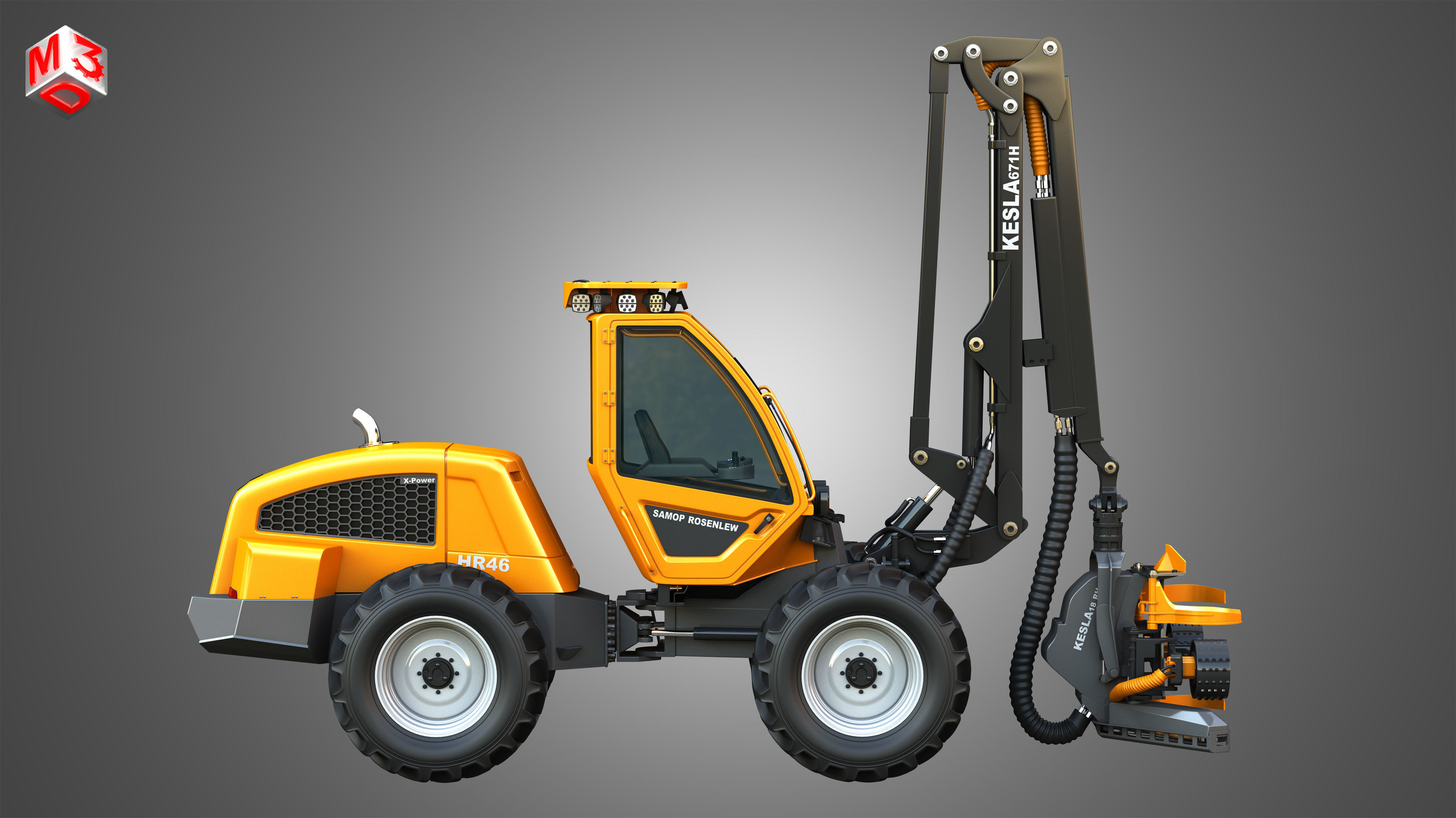 HR46X - Forestry Harvester 3D model_11