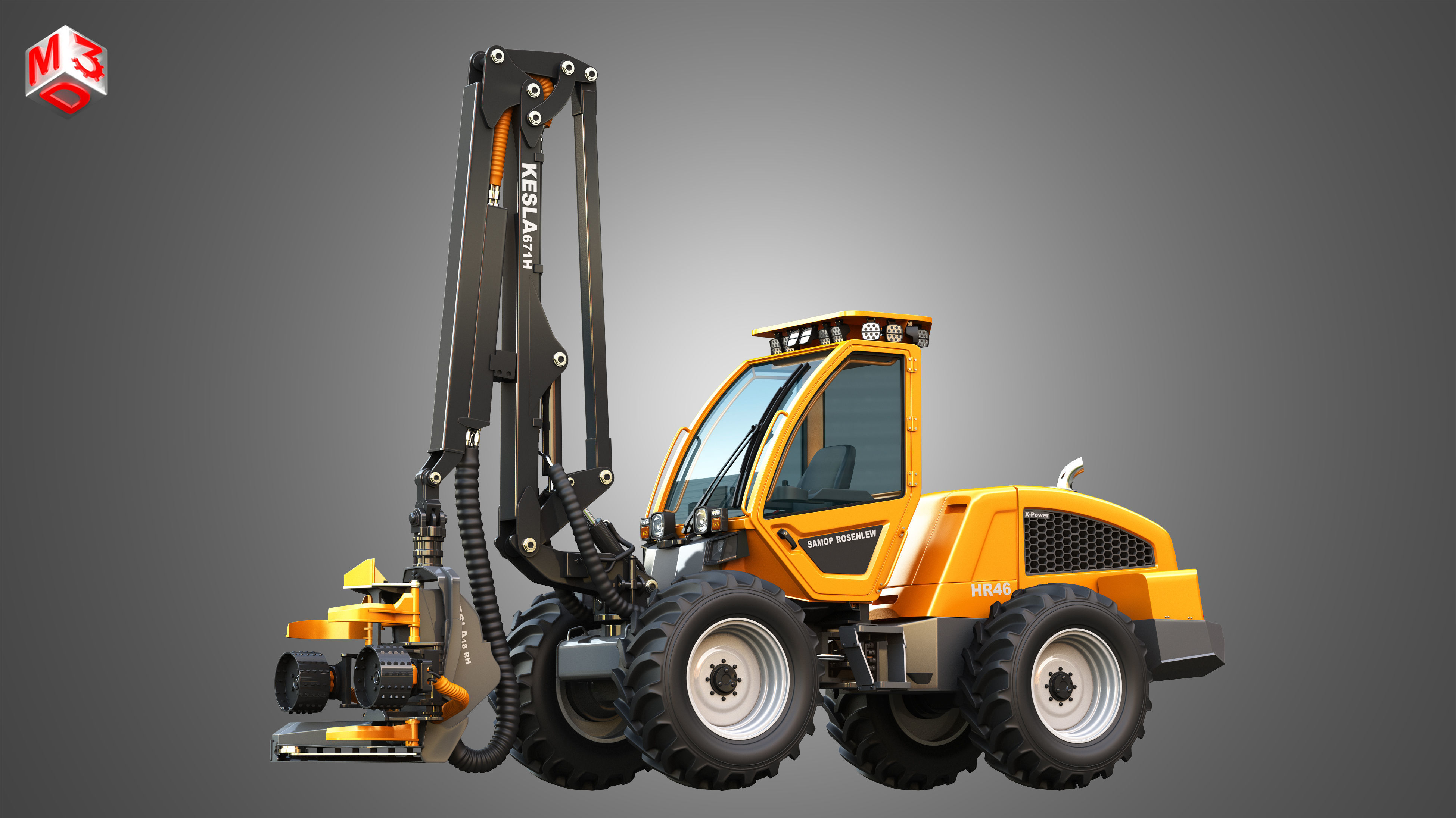 HR46X - Forestry Harvester 3D model_12