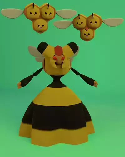 Combee Male Female and Vespiqueen 3D print model