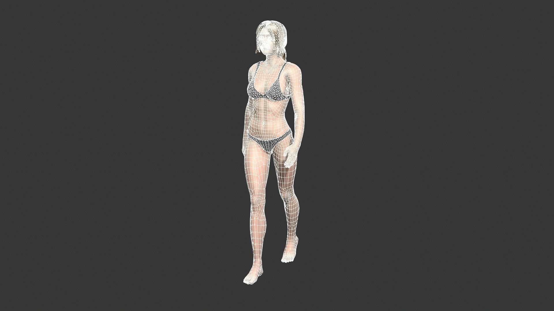 Woman character Low-poly 3D model_5
