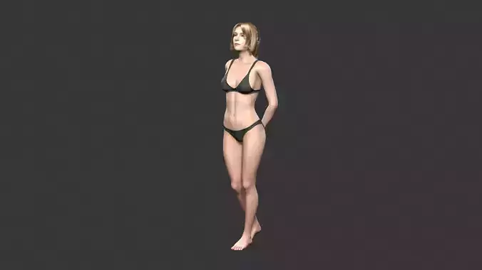 Woman character Low-poly 3D model