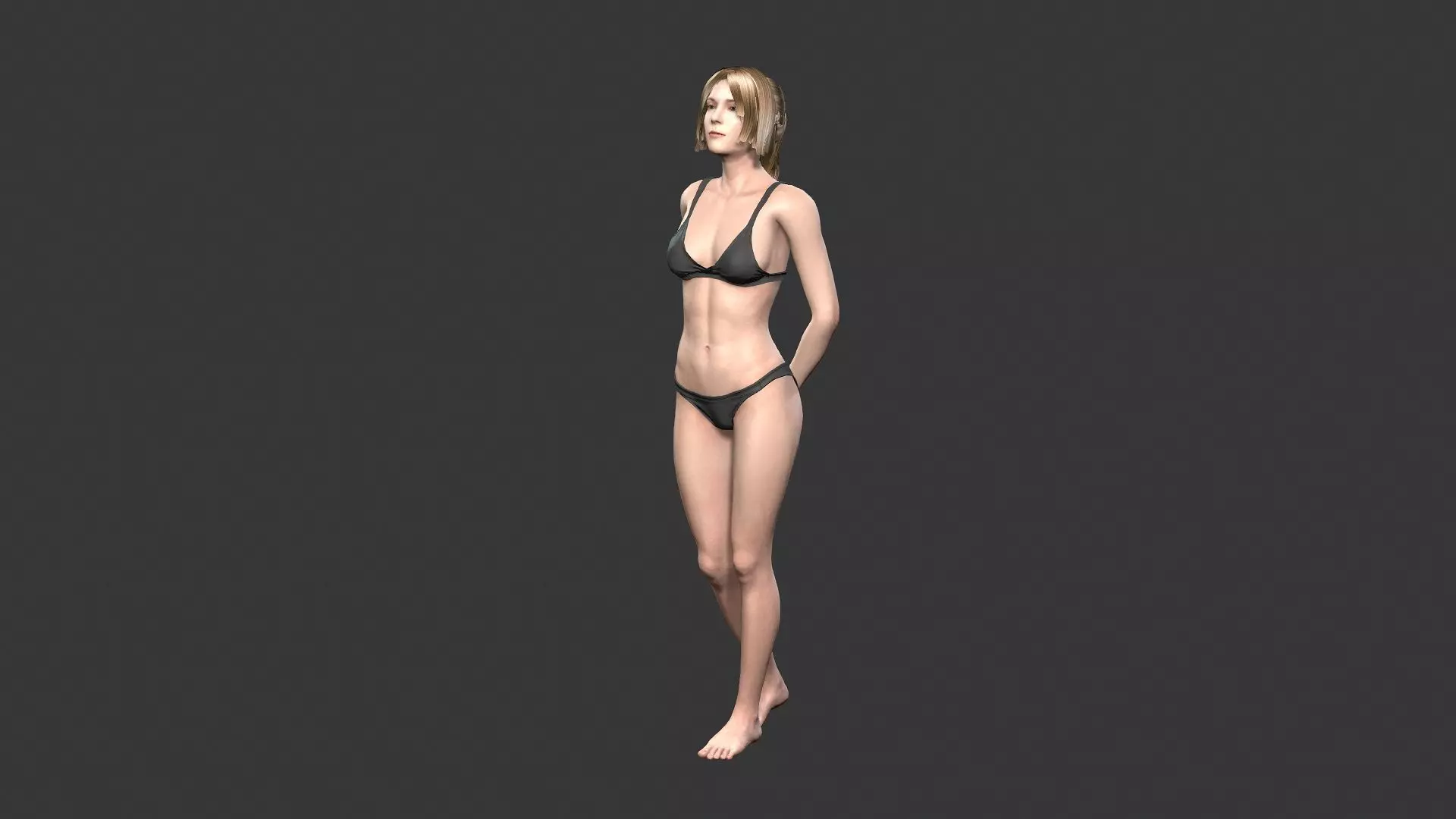 Woman character Low-poly 3D model_0