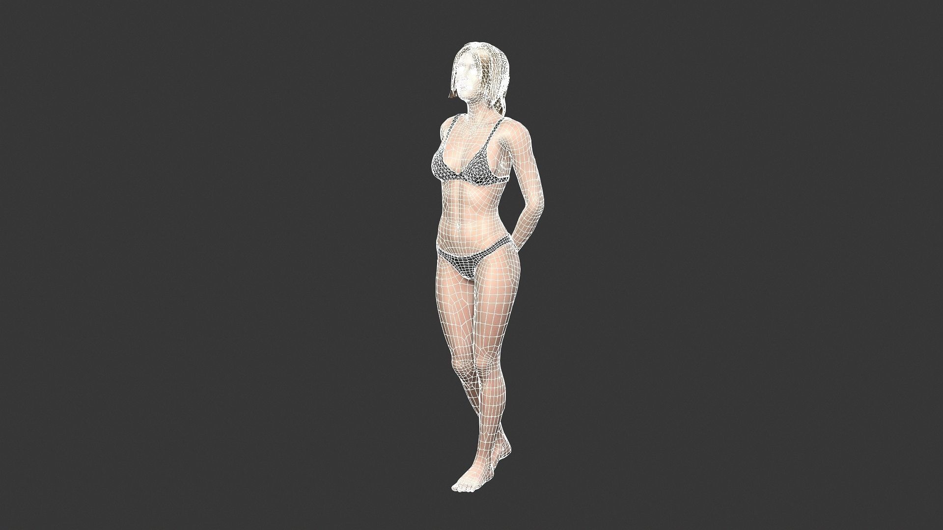 Woman character Low-poly 3D model_1